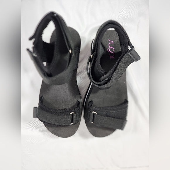 Sugar Women's Sandal Shoes JSF976 7.5 US 38 UK Hook And Loop Black NOB - Picture 2 of 11